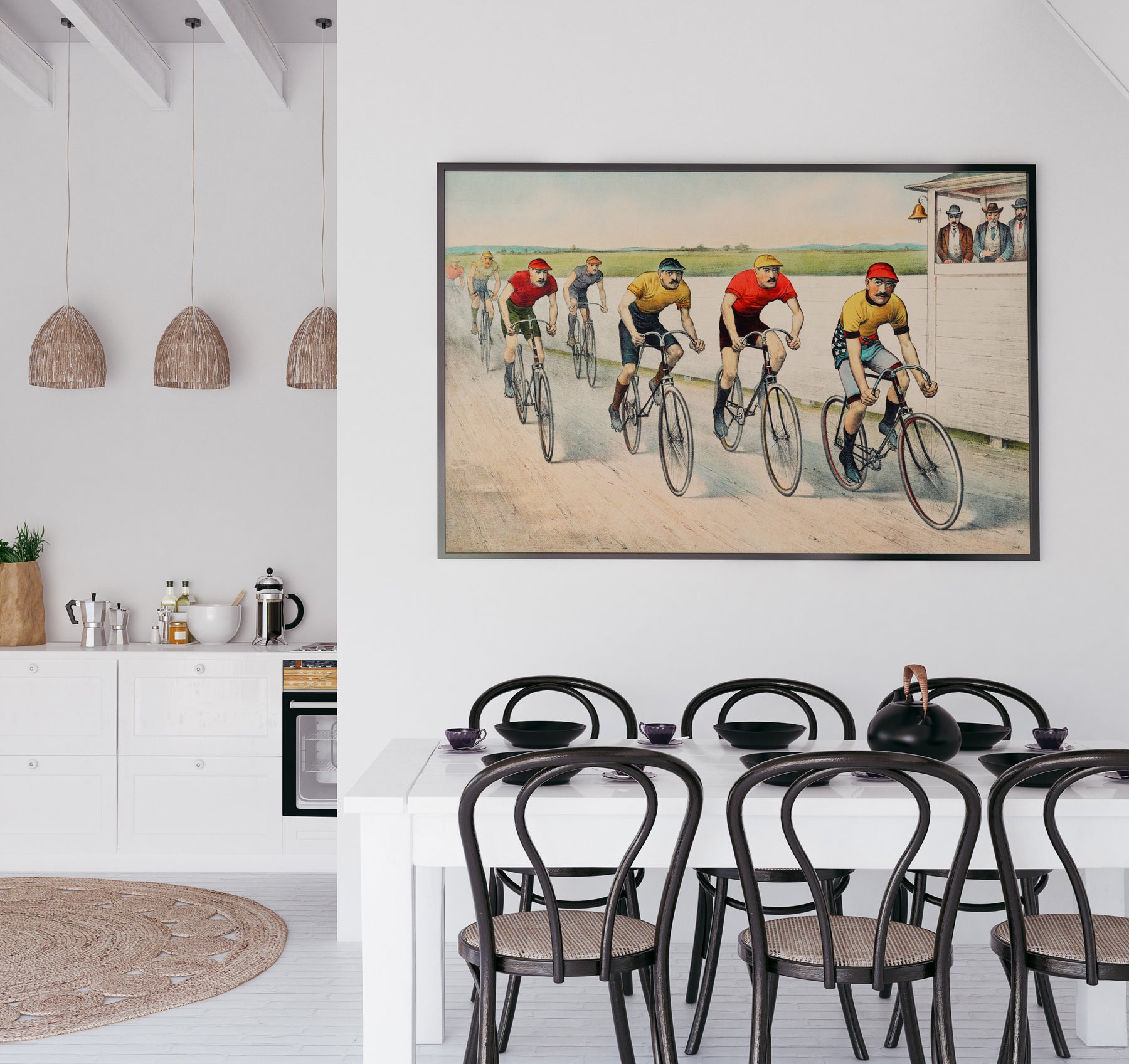 rennrad kunstdruck Das Radrennen Vintage Kunstdruck DIN A4 bis Poster Größe